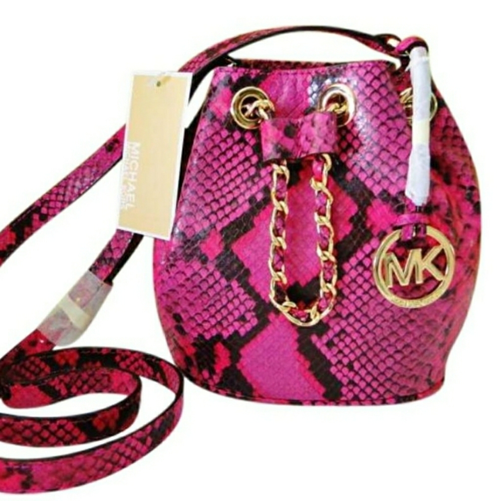Micheal Kors Frankie Mini Snake Raspberry Leather
